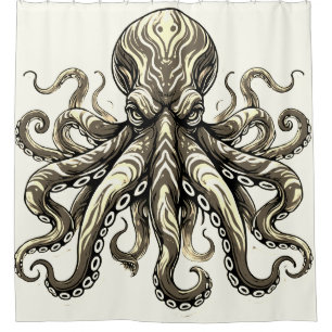 Mean Octopus Shower Curtain