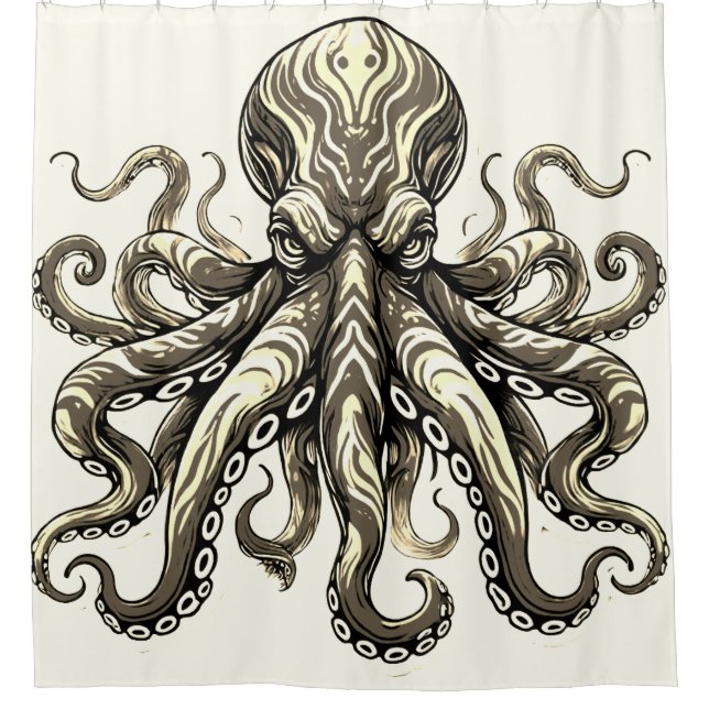 Mean Octopus  Shower Curtain (Front)