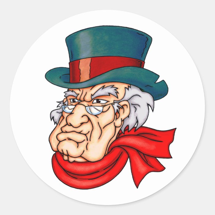 Mean Old Scrooge Round Stickers