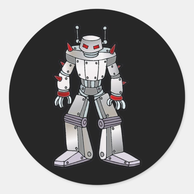 Mean Robot with Spikes Classic Round Sticker (Front)