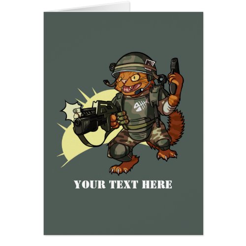 Mean Sci_fi Marine Ginger Cat Firing Gun Cartoon