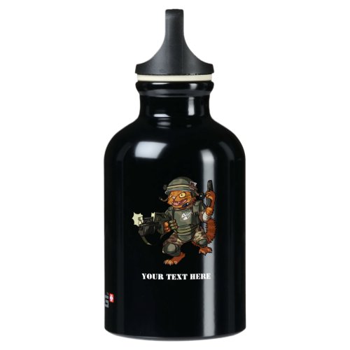 Mean Sci_fi Marine Ginger Cat Firing Gun Cartoon Aluminum Water Bottle