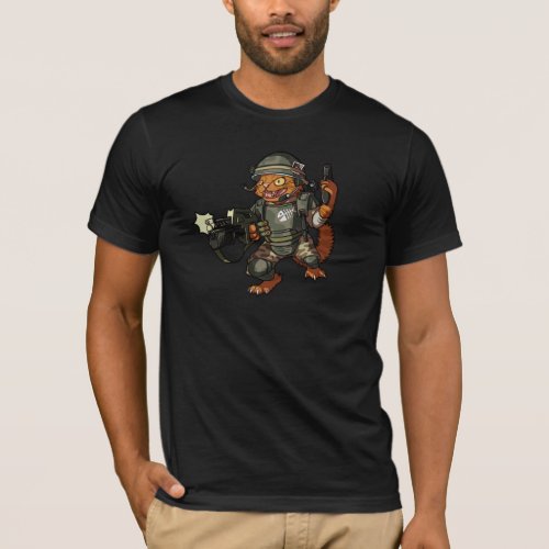 Mean Sci_fi Marine Ginger Cat Firing Gun Cartoon T_Shirt