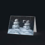 Mean Snowman Card<br><div class="desc">A mean snowman melts the face of another snowman with a hair dryer "Say it again and I'll melt the rest of your face!"</div>