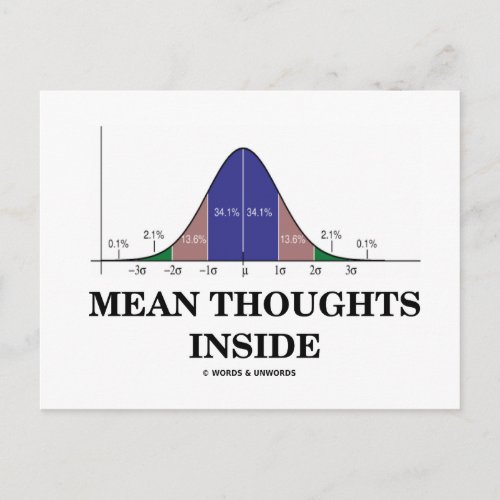 Mean Thoughts Inside Statistics Humor Postcard