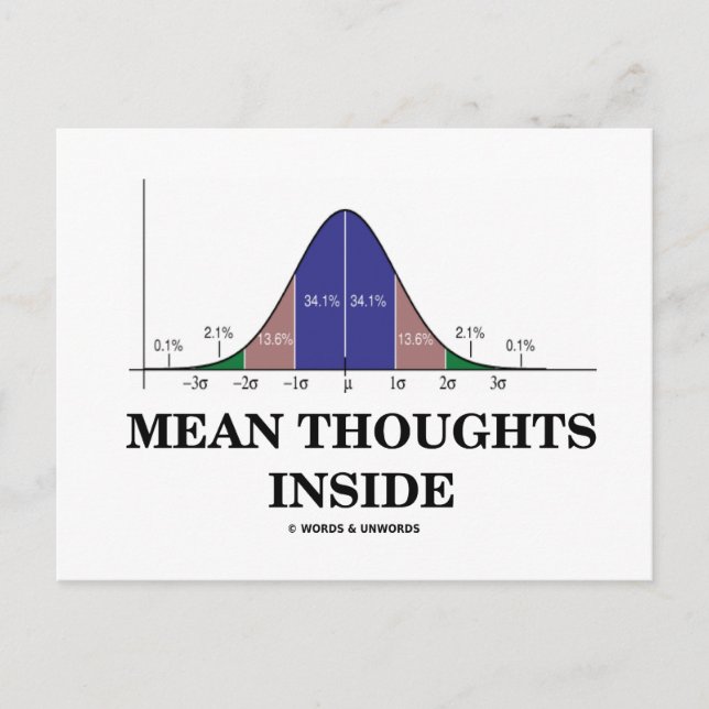 Mean Thoughts Inside (Statistics Humor) Postcard (Front)
