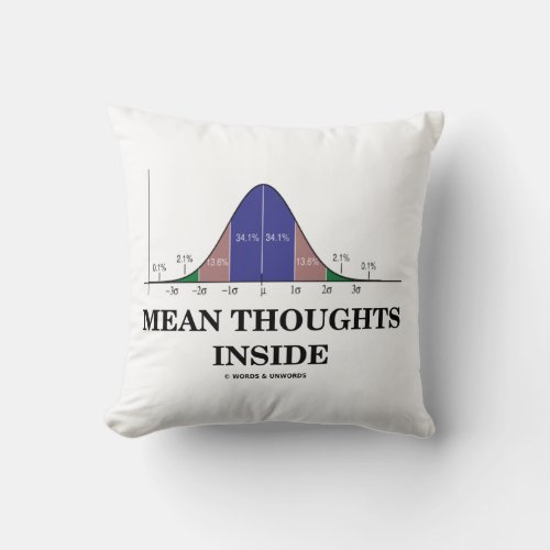 Mean Thoughts Inside Statistics Humor Throw Pillow