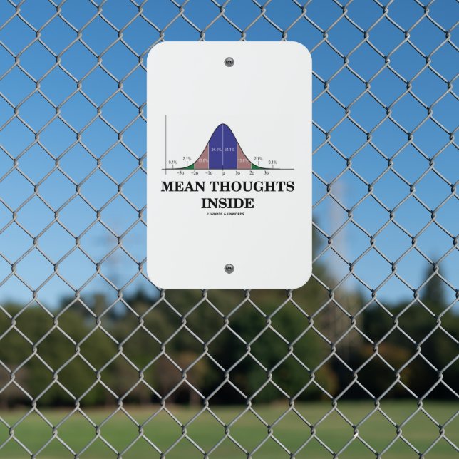 Mean Thoughts Inside Stats Geek Humor Metal Sign (In Situ(Fence))