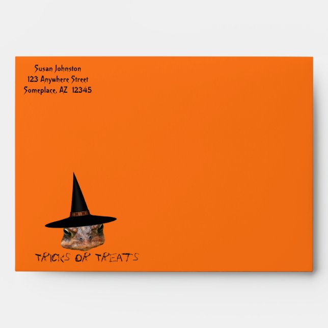 Mean Toad Face Witch Hat Halloween Envelope (Front)