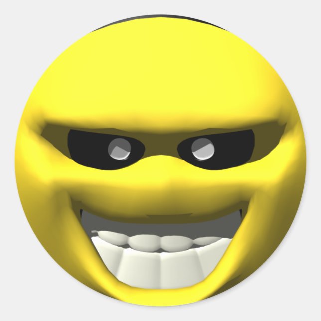 Mean yellow face classic round sticker (Front)