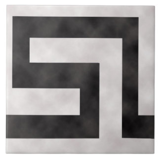 Meander ~ Black and White Ceramic Tile