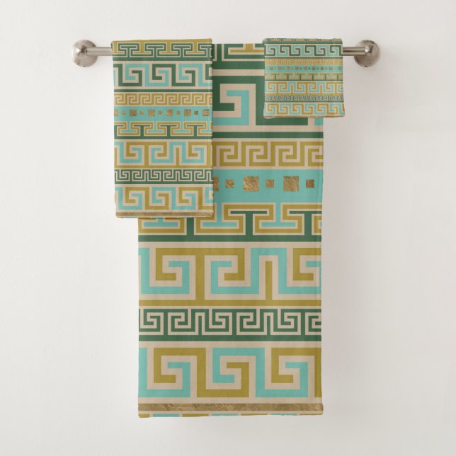 Meander Pattern - Greek Key Ornament #2 Bath Towel Set (Insitu)