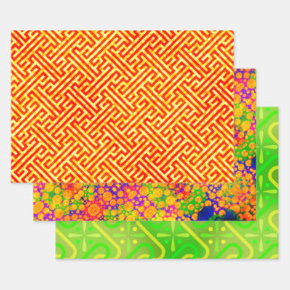Meander, Tie Die and Aleppo Egyptian Wrapping Paper Sheets