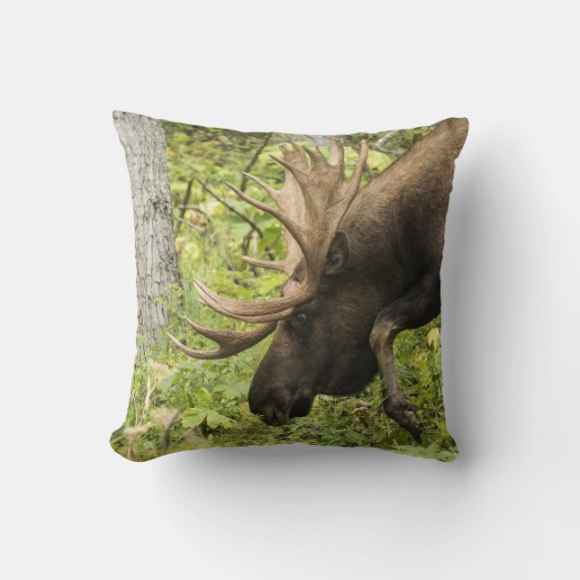 Meandering Moose Throw Pillow (Front)