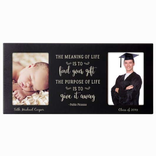 Meaning of Life Stylish Black Double Photo Frame (Front)