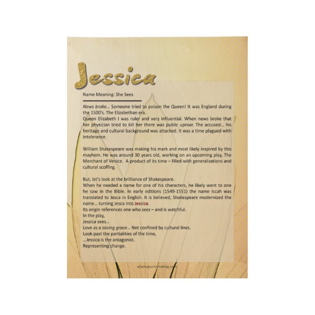 Meaning of the Name Jessica Wood Poster
