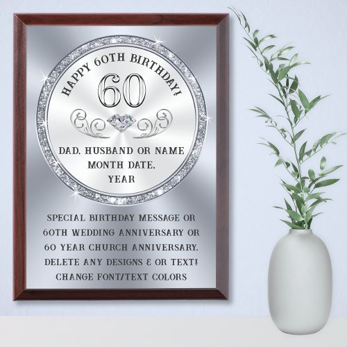 Meaningful 60th Birthday Gifts for Dad Award Plaque