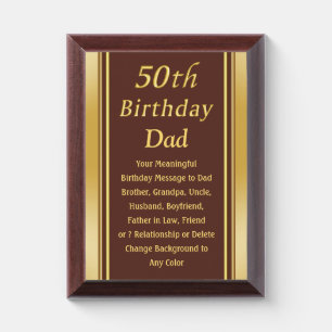 Meaningful Custom, 50th Birthday Gifts for Dad, Award Plaque