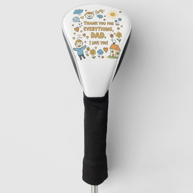 Meaningful Doodle Art for Father Golf Head Cover (Front)