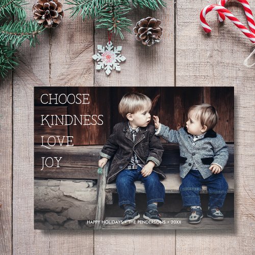 Meaningful Holidays Choose Kindness Love Joy Photo Holiday Card