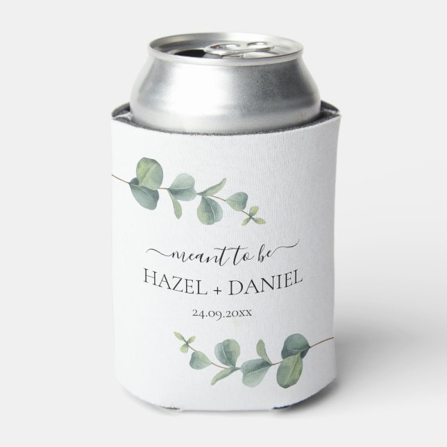  Meant To be Eucalyptus Greenery Wedding  Can Cooler (Can Front)