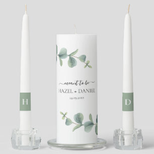 Meant To be Eucalyptus Greenery Wedding Unity Candle Set