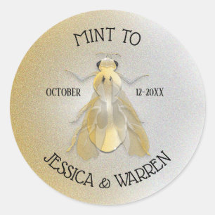 Meant To Be Gold Bee Coin Wedding Favor Classic Round Sticker