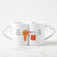 Meant To Be - Lock and Key Kawaii Cute Customized Coffee Mug Set