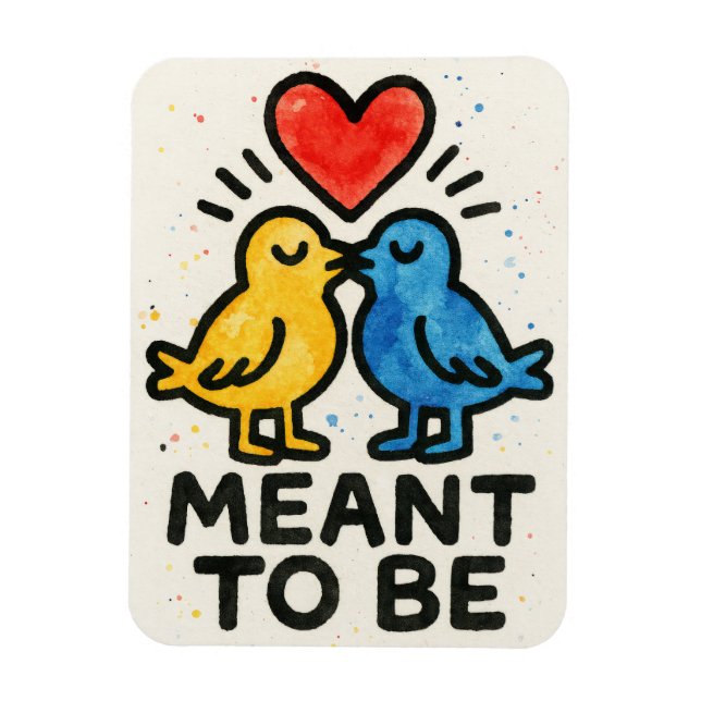 Meant To Be love birds heart wedding anniversary  Magnet (Vertical)