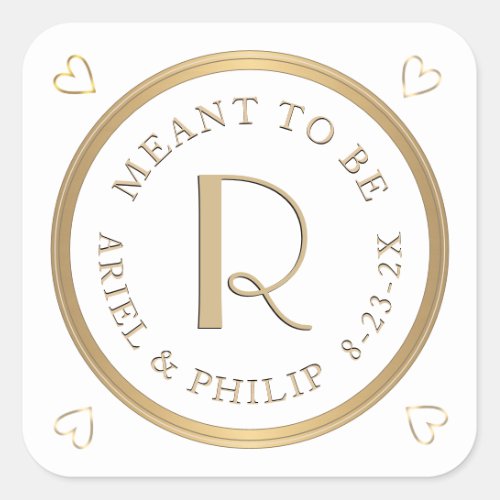 Meant to Be Mini Monogram Label Wedding Gold Heart