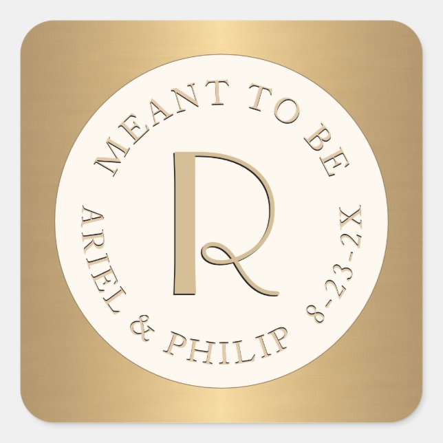 Meant to Be Mini Monogram Label with Wedding Date (Front)