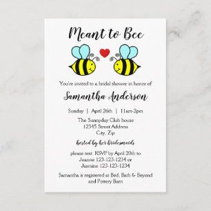 Meant to Bee - 3x5 Bridal Shower Invitation