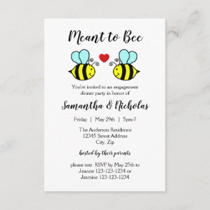 Meant to Bee - 3x5 Engagement Dinner Invitation