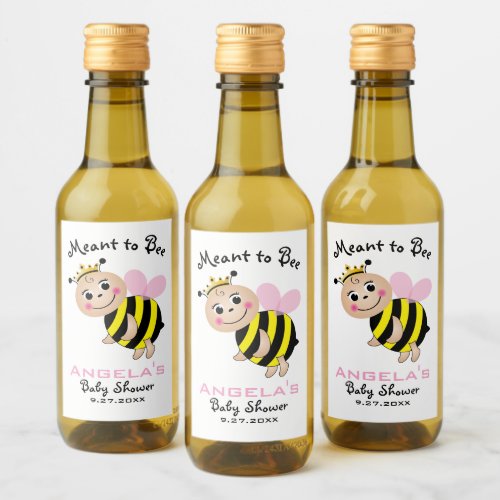 Meant to Bee Baby Shower Beverage Label