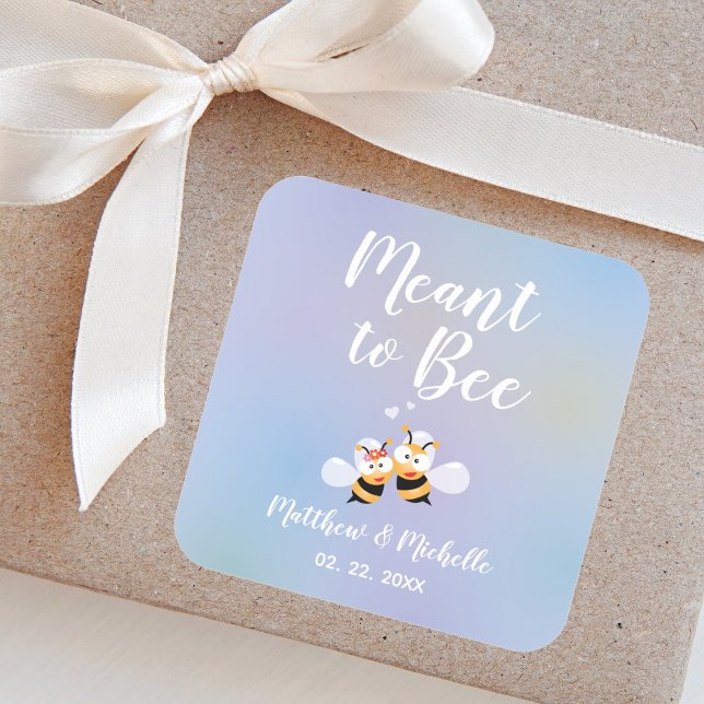 Meant To Bee Beautiful Dreamy Wedding Favor Square Sticker (Creator Uploaded)