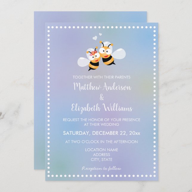 Meant To Bee Beautiful Dreamy Wedding Invitation (Front/Back)