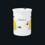 Meant to Bee Beehive Pitcher<br><div class="desc">A cute design featuring busy bees buzzing around their beehives. Little pink flowers accent them. The message and can be changed as desired.</div>