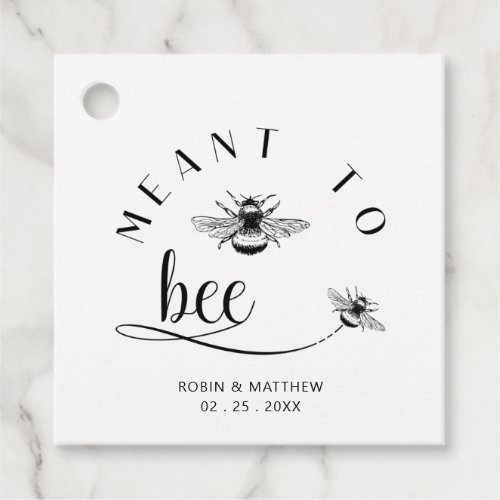 Meant to Bee Black and White Elegant Modern Bee Favor Tags