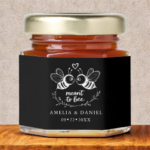 Meant to Bee Black White Minimalist Wedding Honey Jar Favors