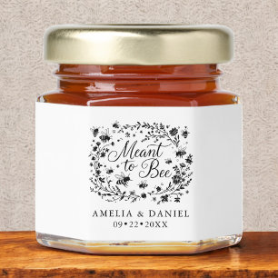 Meant to Bee Black White Minimalist Wedding Honey Jar Favors