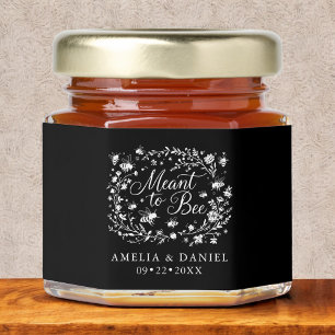 Meant to Bee Black White Minimalist Wedding Honey Jar Favors