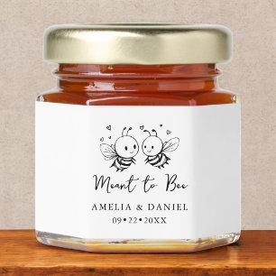Meant to Bee Black White Minimalist Wedding Honey Jar Favors