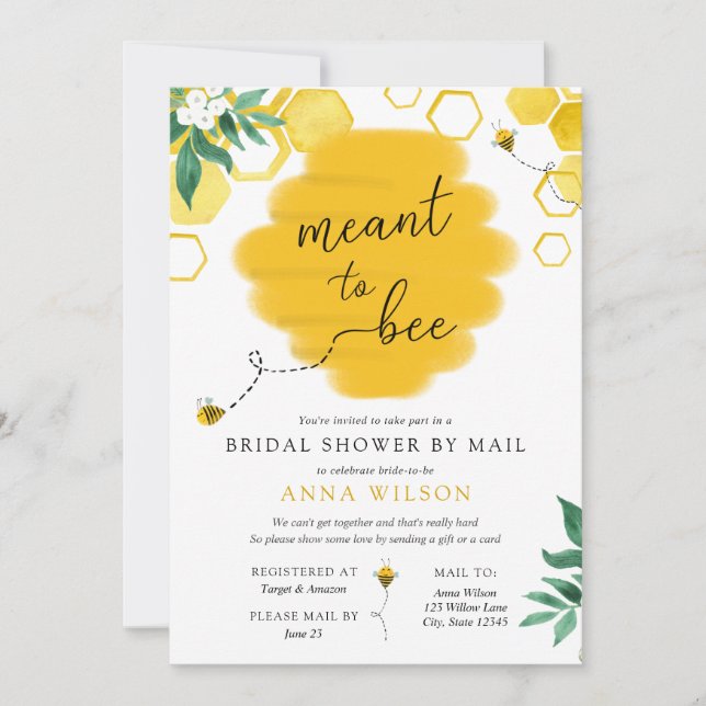 Meant to Bee Bridal Shower by Mail Invitation (Front)