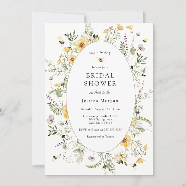 Meant to Bee Bridal Shower | Floral Garden  Invitation (Front)