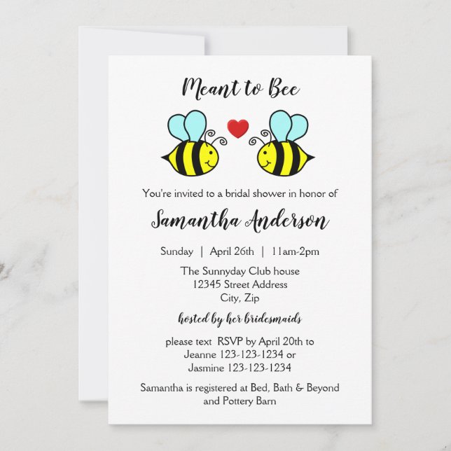 Meant to Bee - Bridal Shower Invitation (Front)