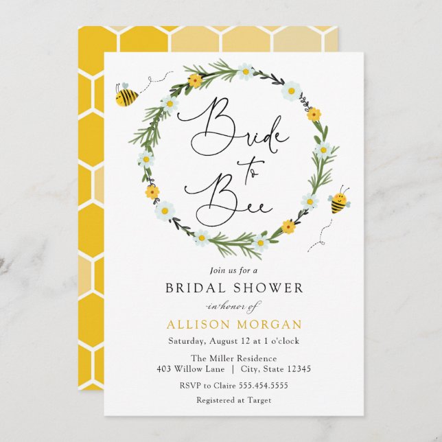 Meant to Bee Bridal Shower Invitation (Front/Back)