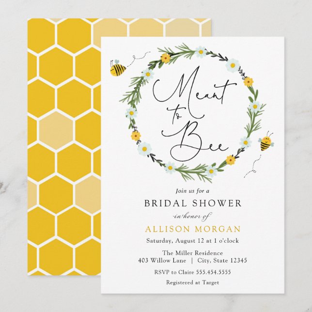 Meant to Bee Bridal Shower Invitation (Front/Back)