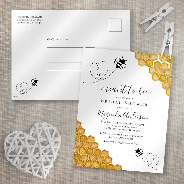 Meant to Bee Bridal Shower Invitation Postcard (Creator Uploaded)