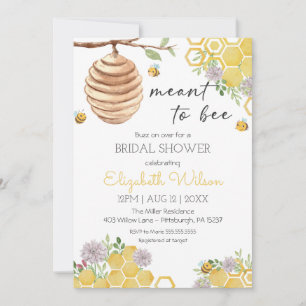 Meant to Bee Bridal Shower Watercolor Beehive Invitation