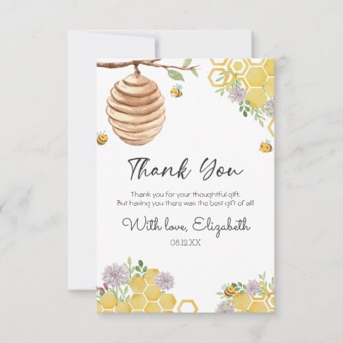 Meant to Bee Bridal Shower Watercolor Beehive Thank You Card